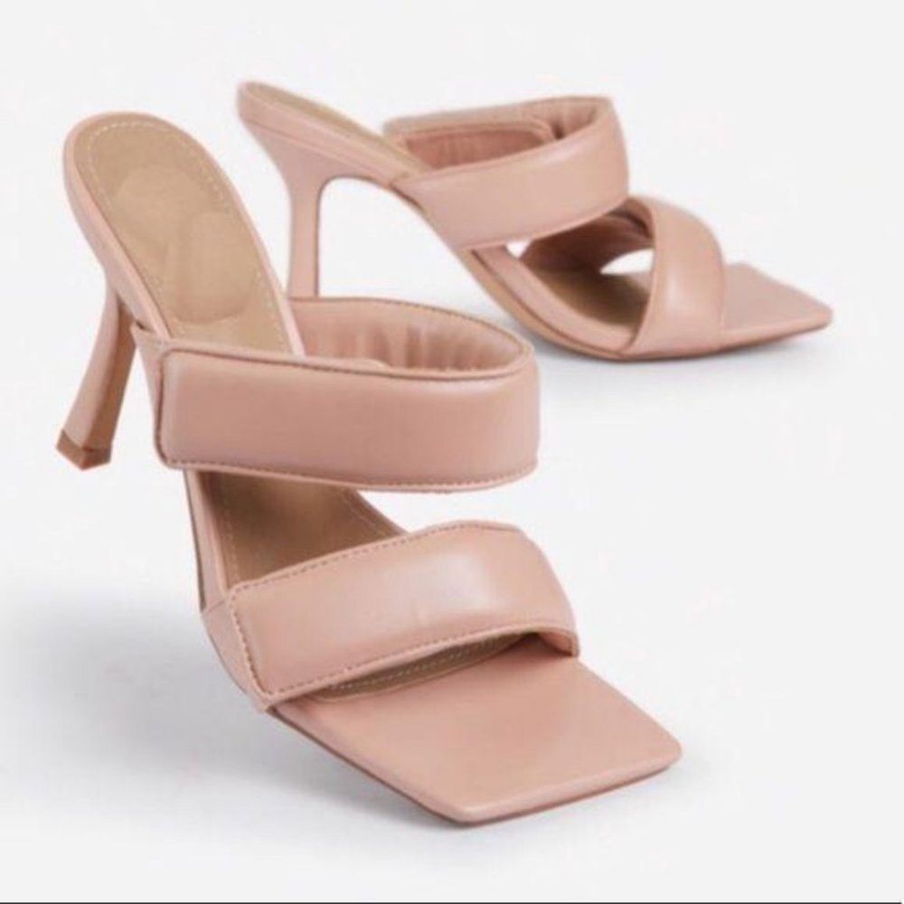 Padded Velcro Square Toe Mules in Blush Nude - Picture 4 of 9